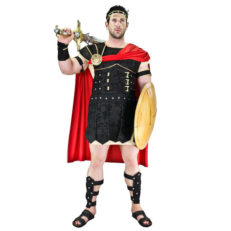 Roman Gladiator Costume For Boys - Medium Size Costume Set With Tunic, Armor & Accessories