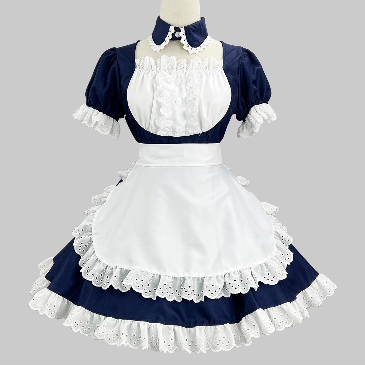 Gothic Lolita Dress Ruffles Bows Long Sleeves Maid Dress