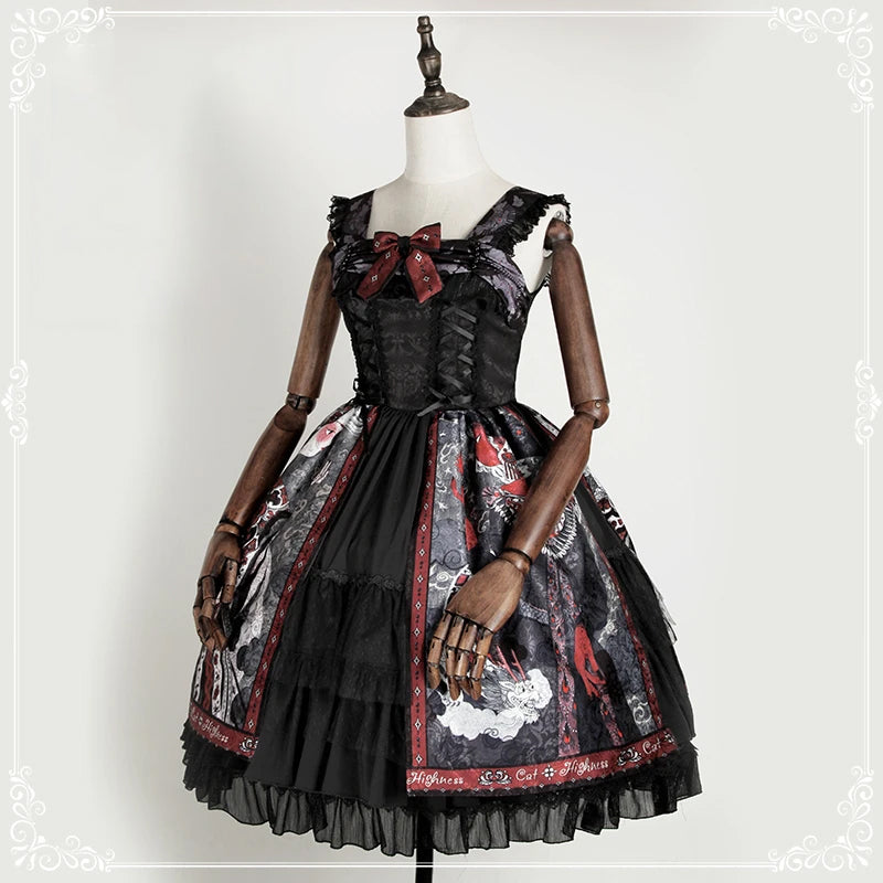 One Piece Dress Black Princess Skirt Witch Shape Gothic Lolita