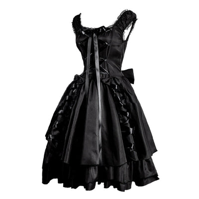 Female Black Lace Sleeveless Dress Gothic Lolita