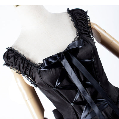 Female Black Lace Sleeveless Dress Gothic Lolita