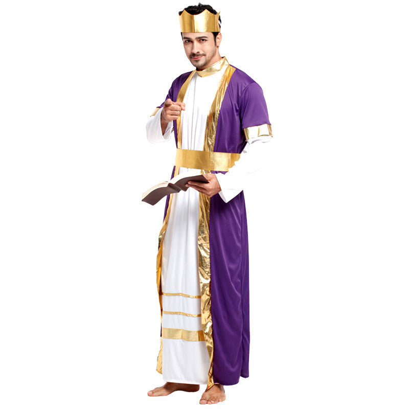 Halloween King Costume Purple Outfit For Man