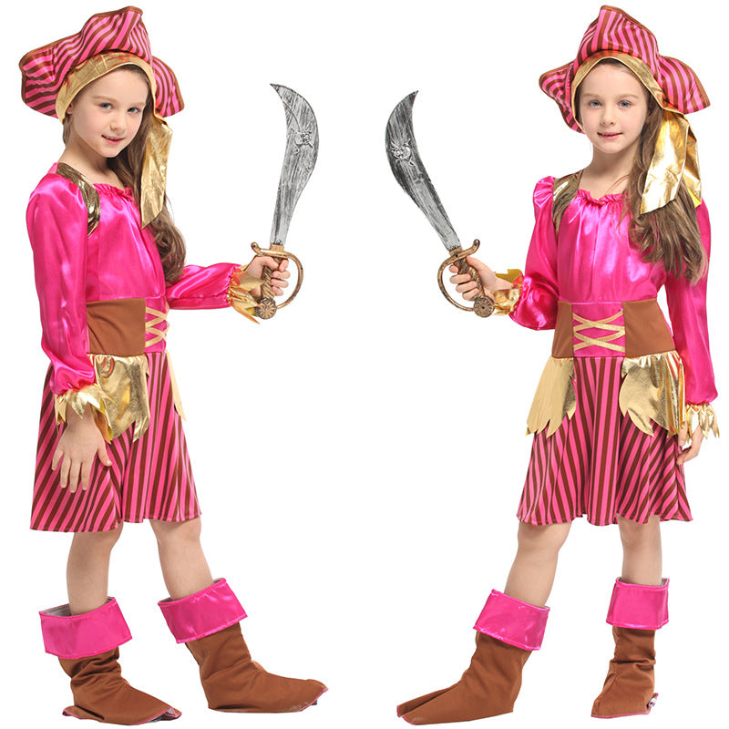Halloween Pirate Costume Pink Dress For Kids