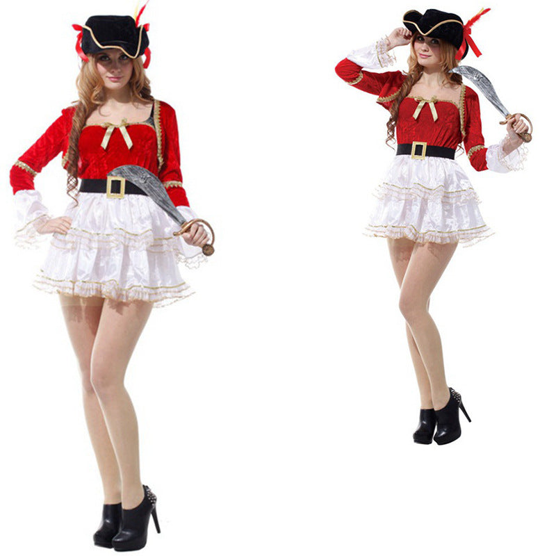 Halloween Pirate Costume Withe Dress Outfit For Woman