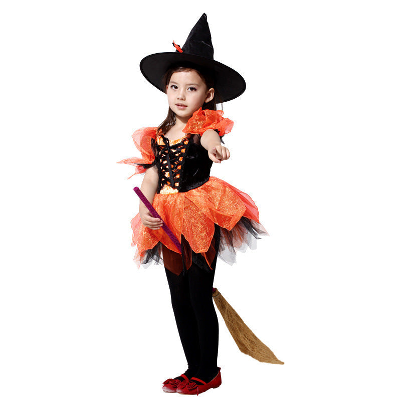 Halloween Kids Witch Costume Outfit Dress