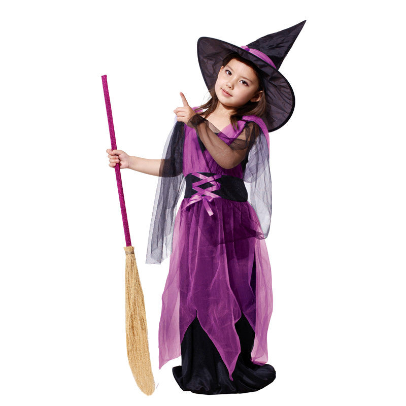 Witch Costume Purple Dress For Kids