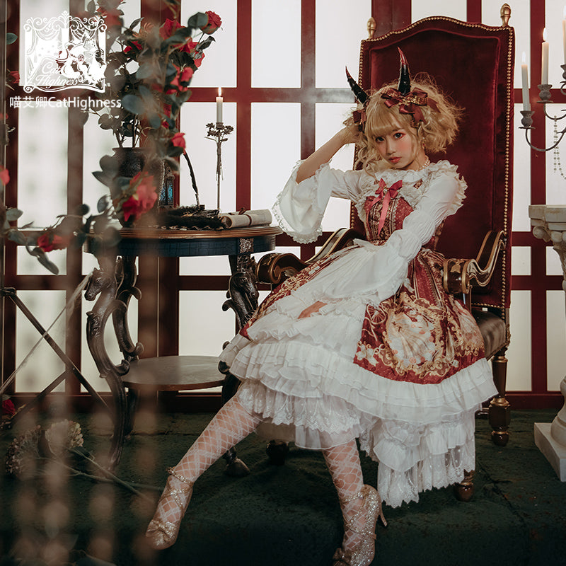 Classic Lolita Jsk 2020 Lace Ruffle Half Sleeve Printed Lolita Dress