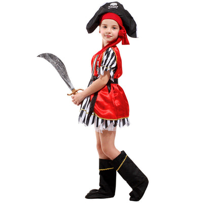 Halloween Pirate Costume Red Dress For Kids