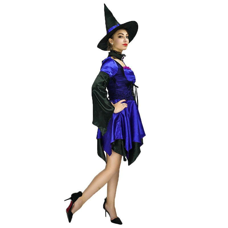 Halloween Witch Blue Dress For Women