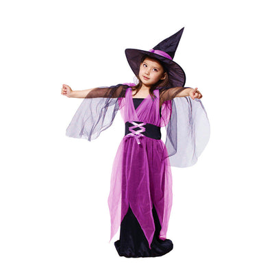Witch Costume Purple Dress For Kids