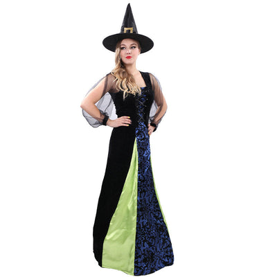 Halloween Witch Green Dress For Women