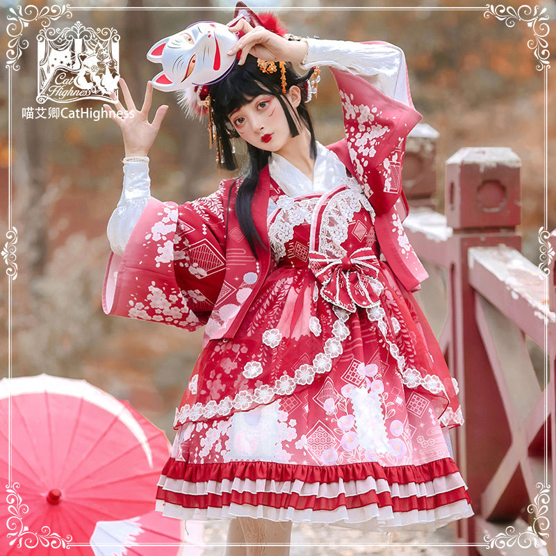 Classic Lolita JSK Dress Floral Print Kimono