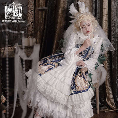 Classic Lolita Jsk 2020 Lace Ruffle Half Sleeve Printed Lolita Dress