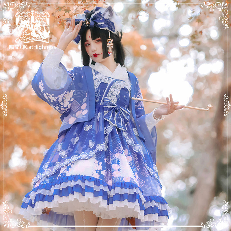 Classic Lolita JSK Dress Floral Print Kimono nekoaq