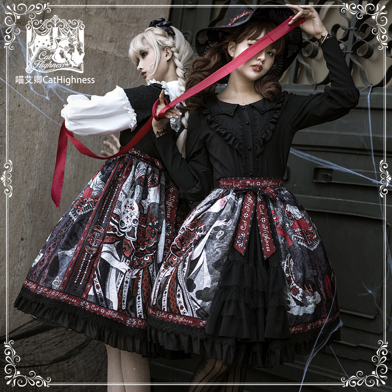 gothic lolita steampunk witch shape half dress