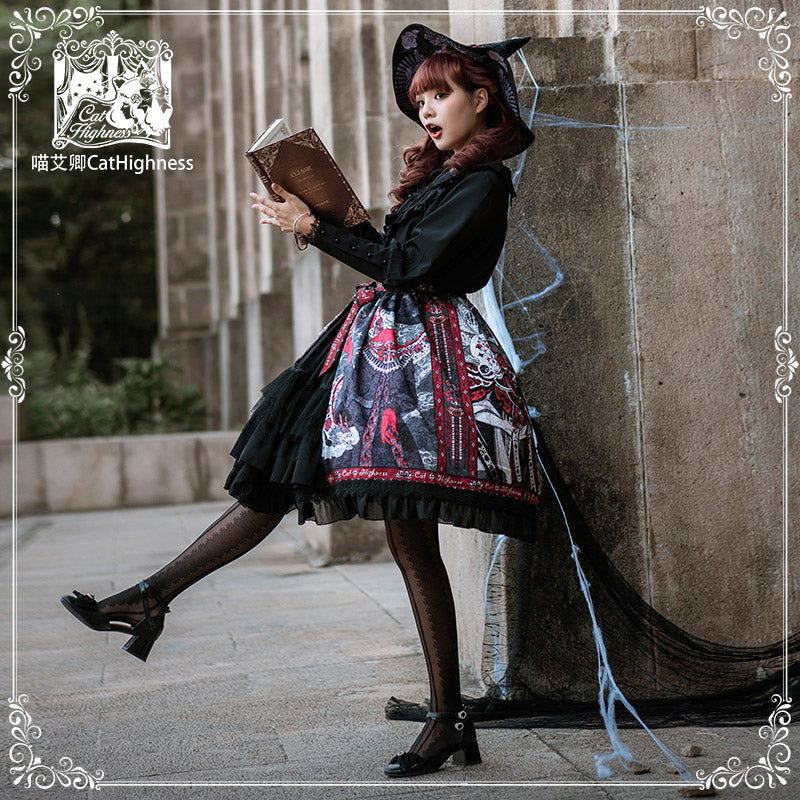 gothic lolita steampunk witch shape half dress