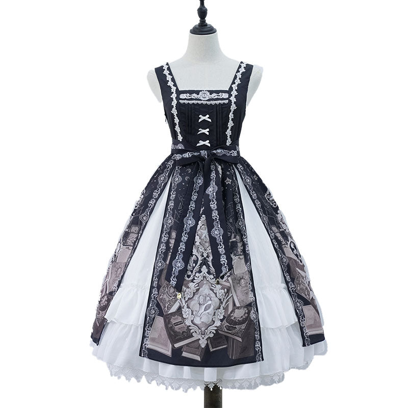 Camisole Retro Print Temperament Slim Fit JSK Lolita Fashion Dress