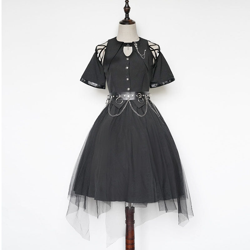 Black Raven Praise Punk Irregular Girl Skirt Dark Gothic Lolita One Piece