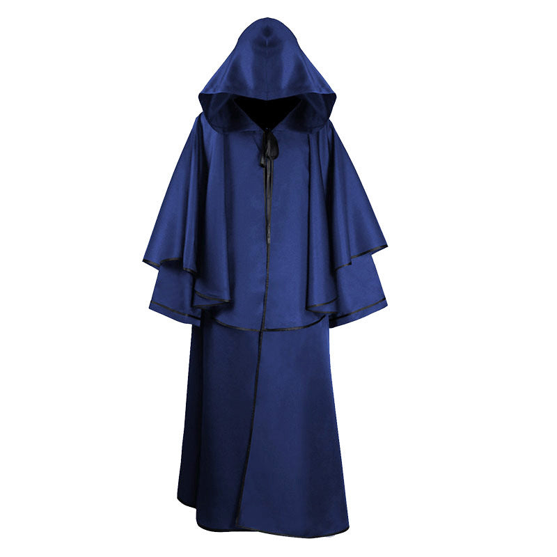 Halloween Medieval Costume Wizard Hooded Cloak