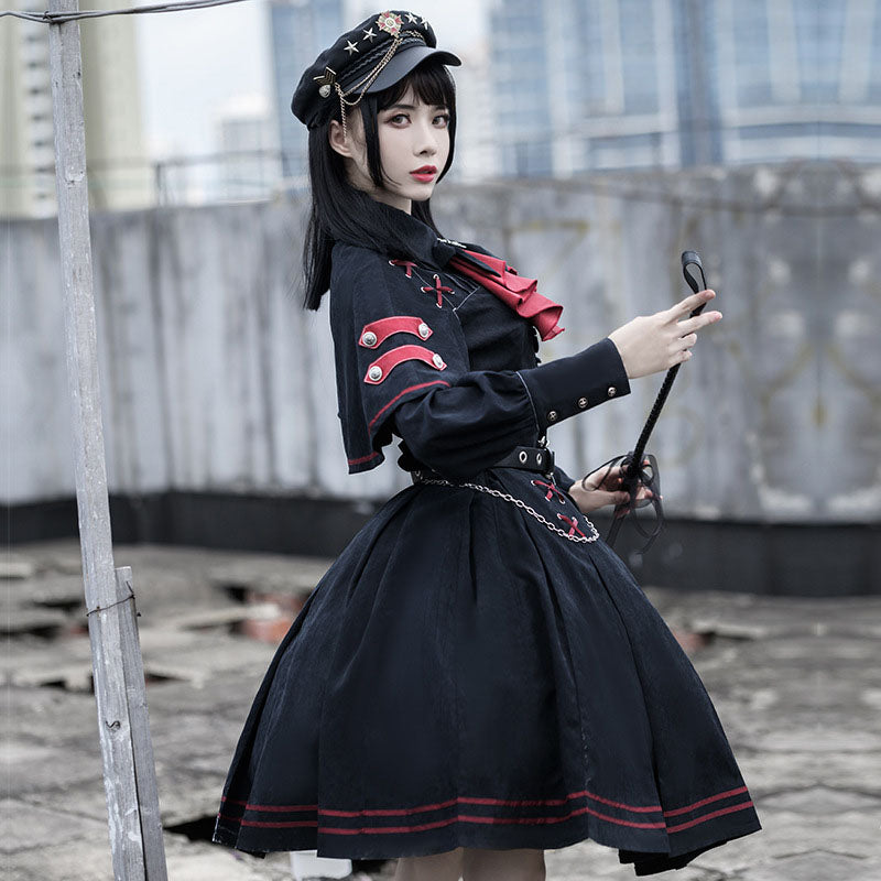 gothic lolita dress Ruffle Lace Cotton 15.55 42.52 L 36.22 Cotton Black Sleeveless Gothic Lolita
