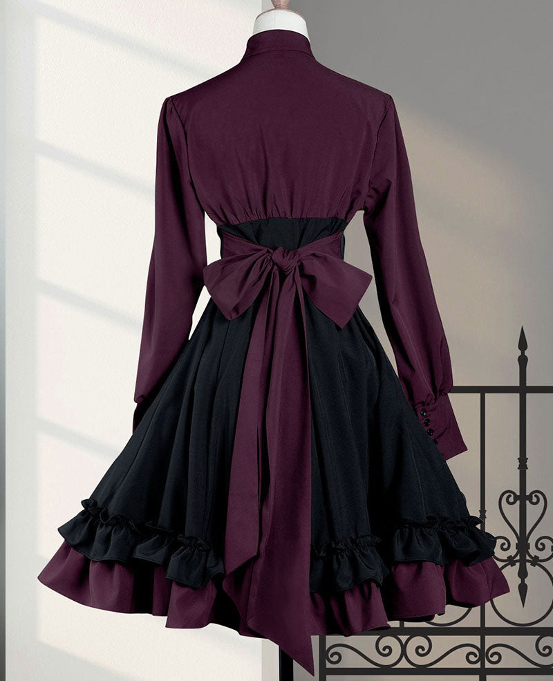 OP Dress Black Purple Ruffle Gothic Lolita