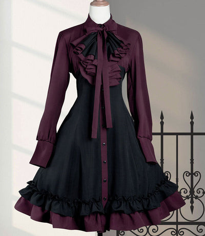OP Dress Black Purple Ruffle Gothic Lolita