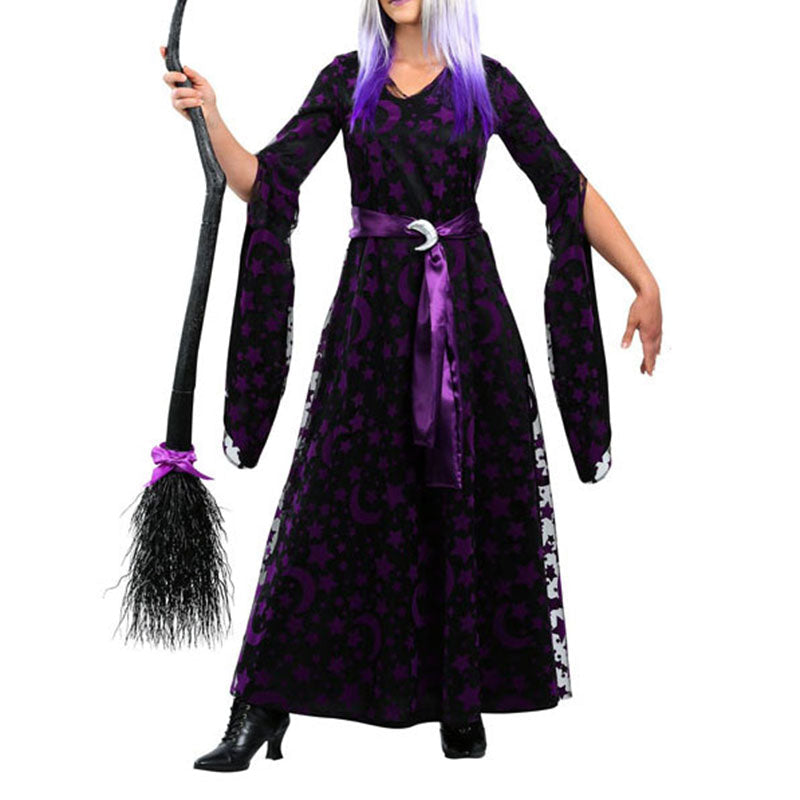 Adult Kids Purple Witch Costume For Halloween