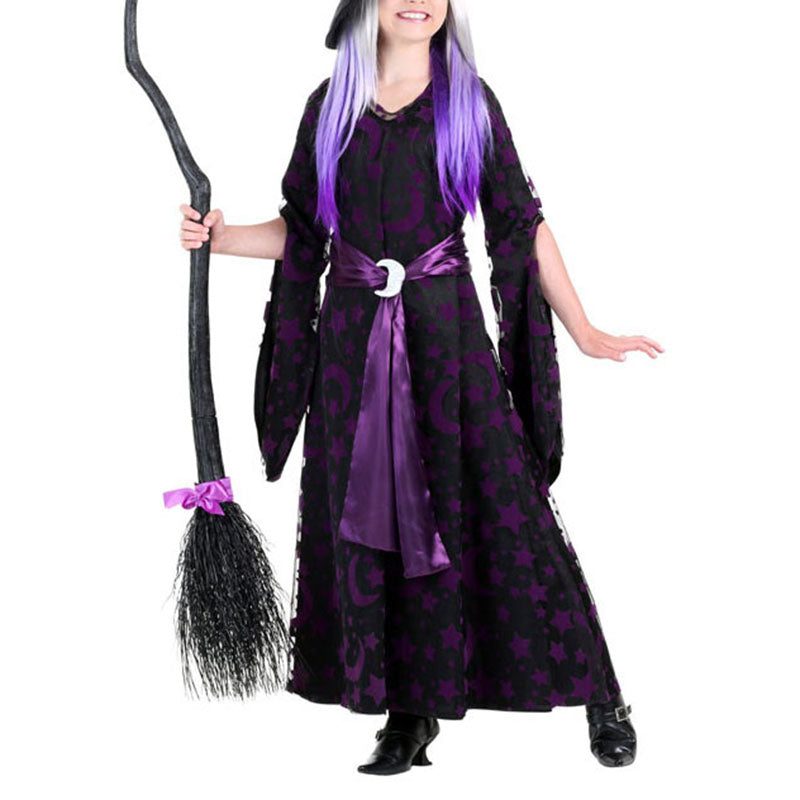 Adult Kids Purple Witch Costume For Halloween