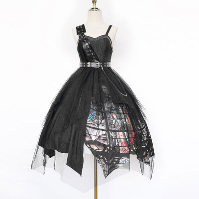 Mutism Relief Irregular Half Skirt One Piece Gothic Lolita